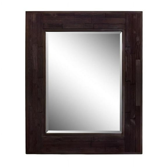 29 in. Rectangle Wood Frame Mirror, Dark Brown