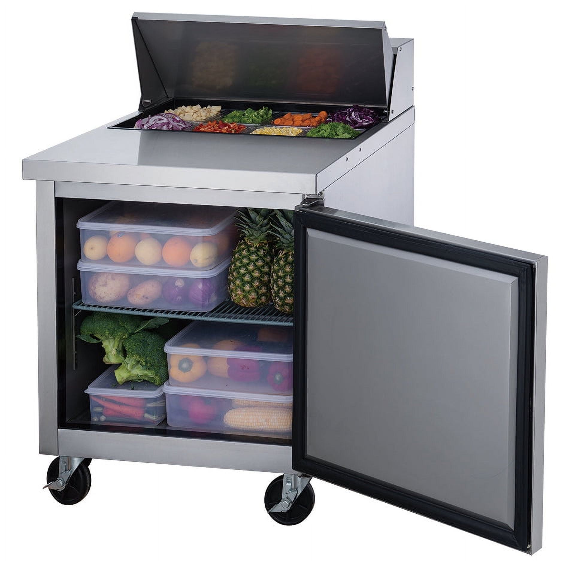 29 in. Single Door Sandwich Prep Table Commercial Stainless Steel Refrigerator 6.56 ft. cu.