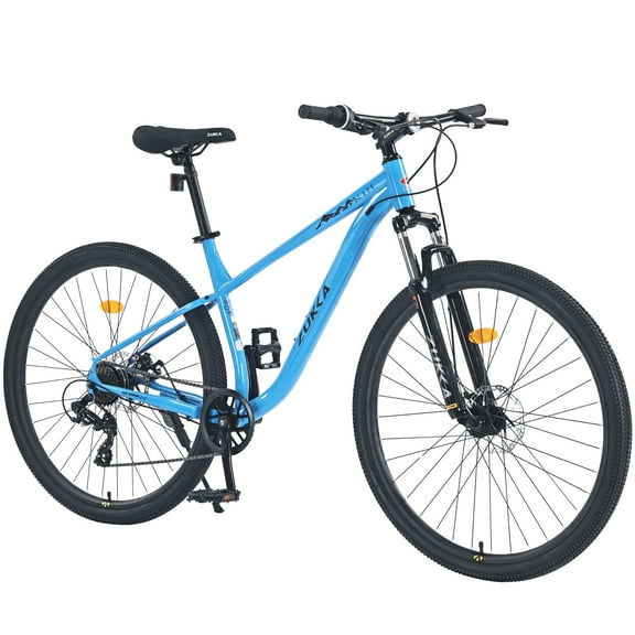 29 inch Bike for Adults, 8 Speed Mountain Bike w/Disc Brakes, Commuter Bike, Trail Bike, City Bike for Men Women, Steel Frame, Suit for 5'4"-6'2", 85% assembled (Blue)