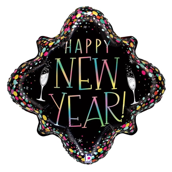 29 inch New Year Party Confetti Frame Foil Mylar Balloon - Party Supplies Decorations