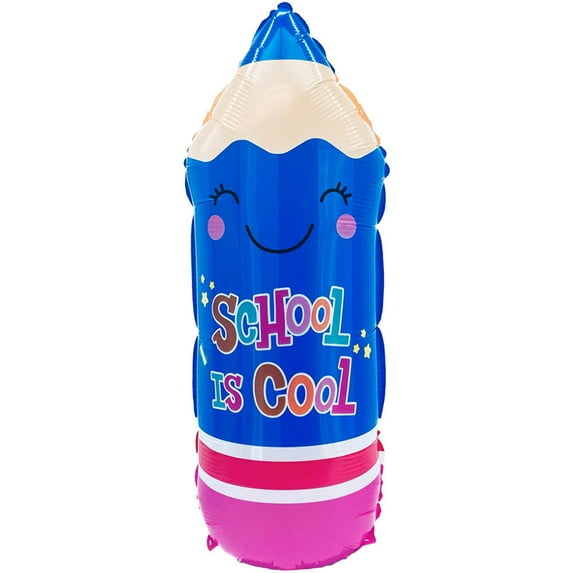 29 inch Party Brands Back To School Pencil - Blue Foil Mylar Balloon - Party Supplies Decorations