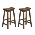 thumbnail image 1 of 29-inch Saddle Seat Stools 2pc Set | For Dining Area Use | Solid Wood Frame in Cherry Finish | High Weight Capacity, 1 of 4