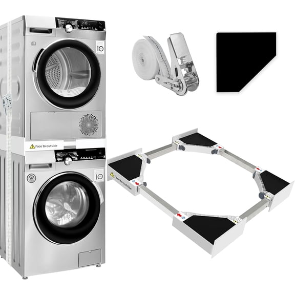 29 inch Washer Dryer Stacking Kit, Universal Stacking Kit for Washer and Dryer, Adjustable 29"/28"/27"/26"/25"/24" Washer and Dryer Stacking Kit with Ratchet Strap