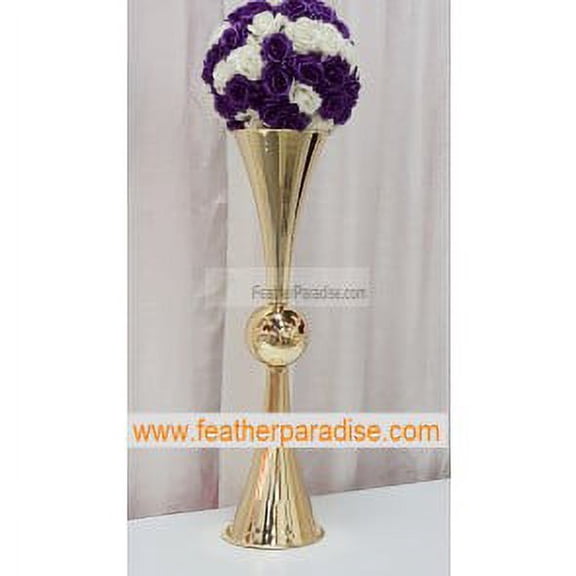 29 inches Metal Reversible Double Trumpet Vase - Gold