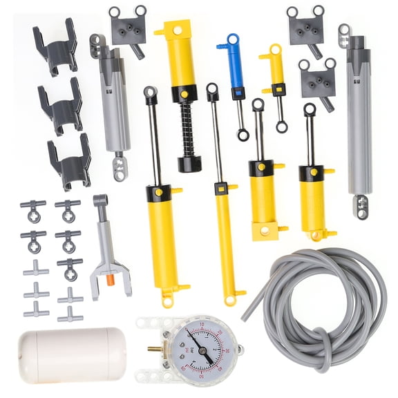 29 pcs Pneumatic-Kit Compatible with Technic-Parts air-Pump, Piston-Pressure Rod Cylinder Pressure Gauge Technic-Pieces