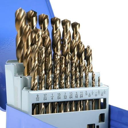 Cobalt Drill Bit Set for Metal and Hardened Steel, 29Pcs M35 HSS Twist Jobber Metal Drill Bits 1/16"-1/2", with Index Storage Case