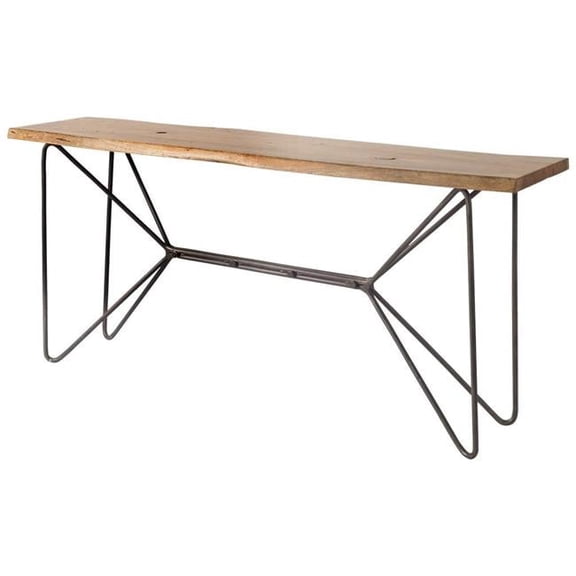 29 x 16 x 66 in. Solid Acacia Wood Console Table with Solid Iron Base, Medium Brown
