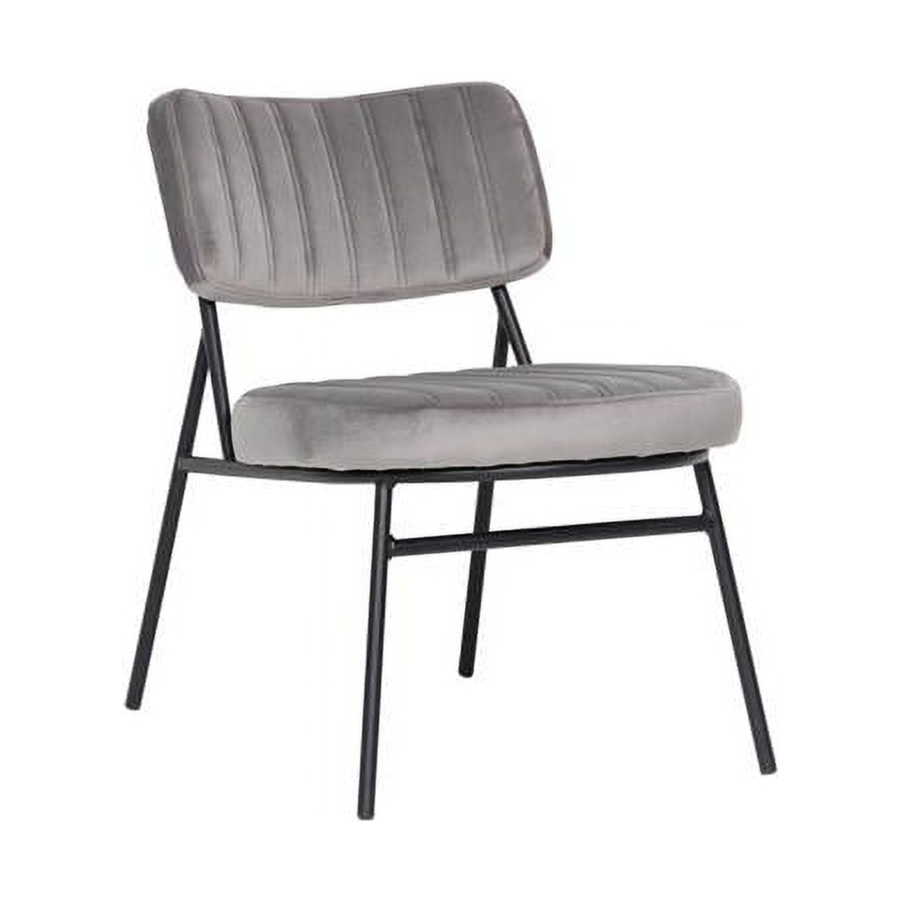 Elegant Fossil Grey Velvet Accent Chair with Metal Frame