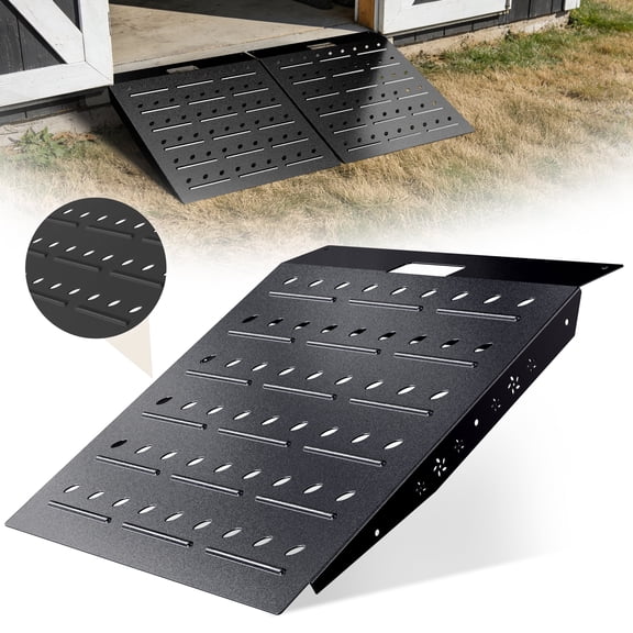 29" x 24" Shed Ramp, Black Loading Ramp Alloy Loading Dock Ramp for Garages Barns, 1 PC, 800 LB Capacity
