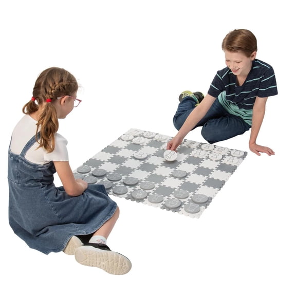 29" x 29" White & Gray Outdoor Foam Chess Game Set 96 Pc.