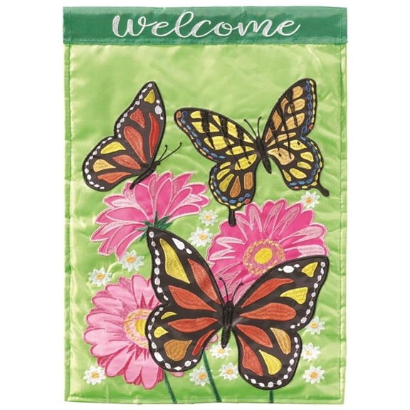 29 x 42 in. Butterflies & Flowers Polyester Garden Flag - Large