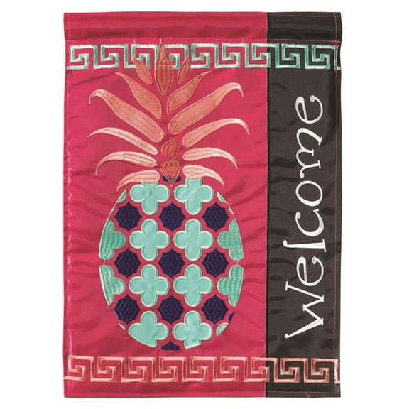 29 x 42 in. Pineapple Welcome Double Applique Garden Flag - Large