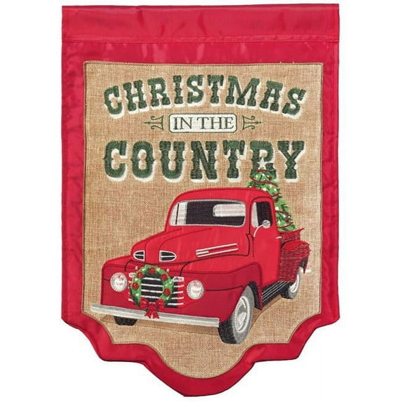 29 x 42 in. Truck Christmas In Country Burlap Garden Flag - Large