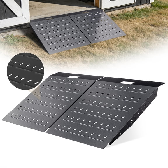 29" x 48" Shed Ramp, Black Loading Ramp Alloy Loading Dock Ramp for Garages Barns, 2 PC, 1500 LB Capacity