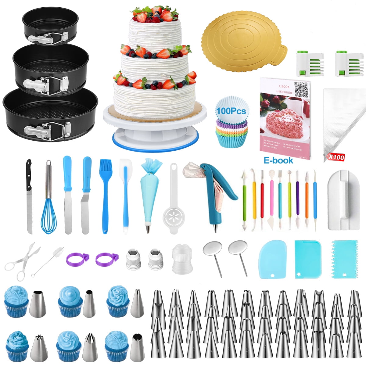  Kit de decoración de tartas, juego de 290 piezas de