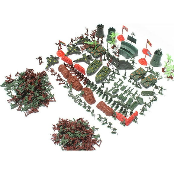 290 Pieces Men Playset 4cm Soldier Action Figures with Tanks Planes Flags Accessories