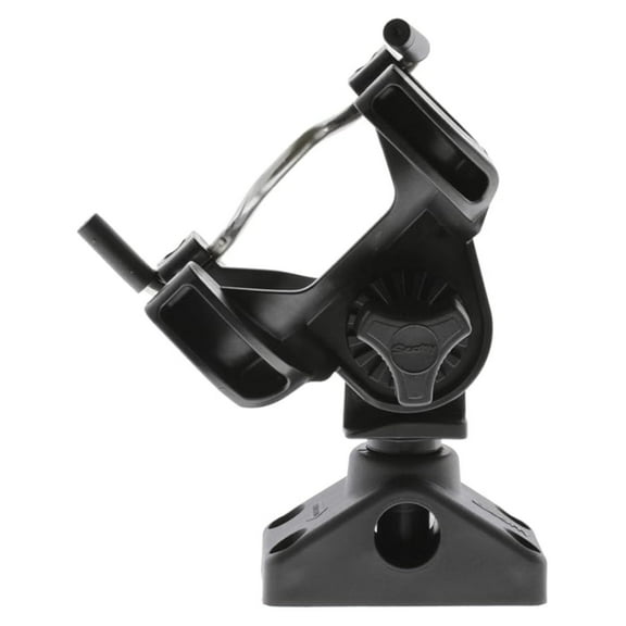 290 R-5 Universal Rod Holder - Black with 241 Side/Deck Mount - Fishing Rod Rack for Spincaster, Spinning, Baitcaster, Fly Rods - Secure & Adjustable