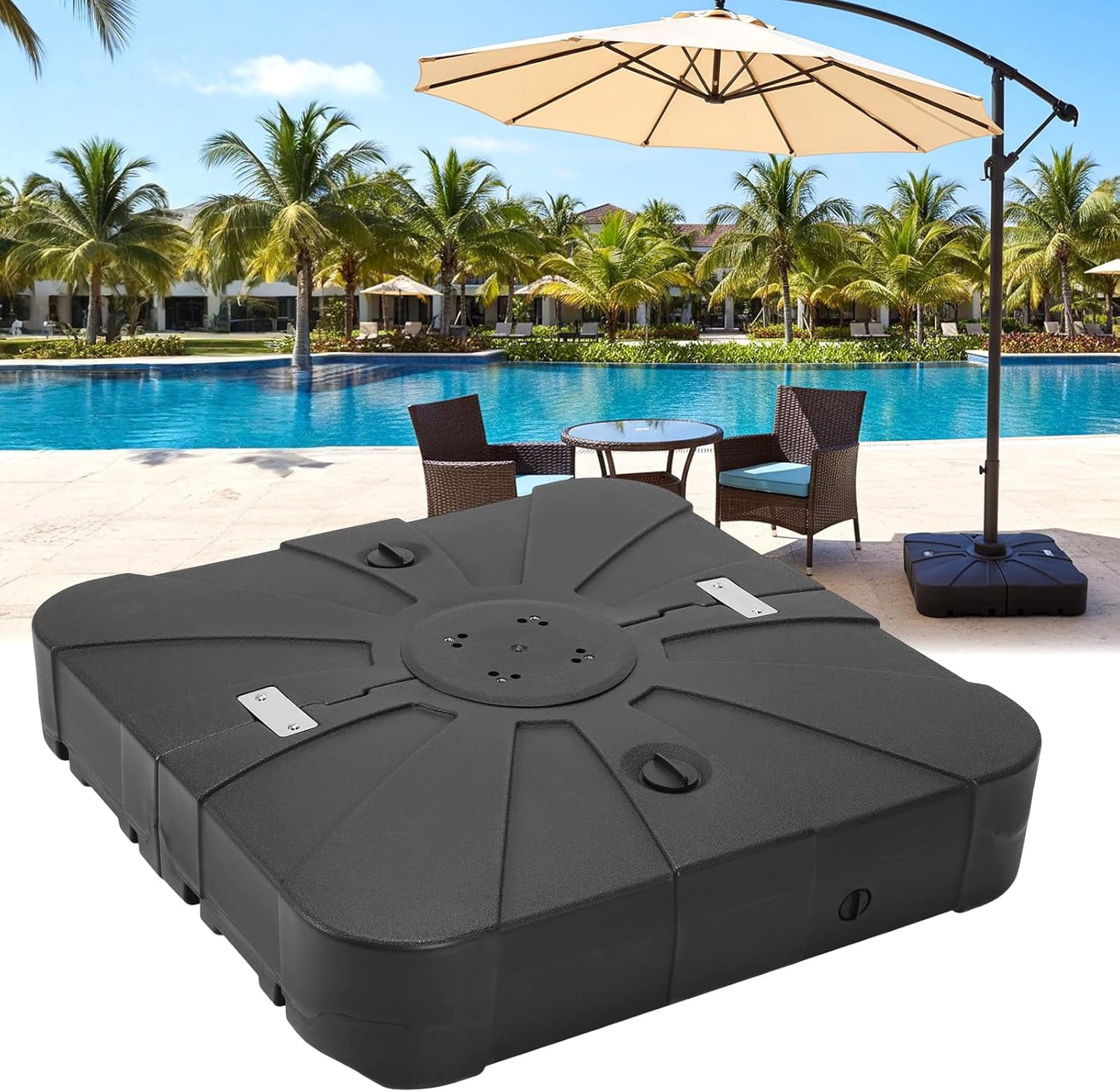 290 lbs Heavy-Duty In-Ground Cantilever Umbrella Base, Fillable Patio ...