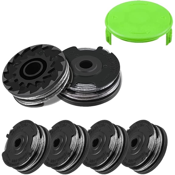 2900719 0.065" Dual Line Trimmer Replacement Spool Compatible with Greenworks 2101602 and 2101602A, 20feet 7-Pack (6-Line Spool + 1 Cap)