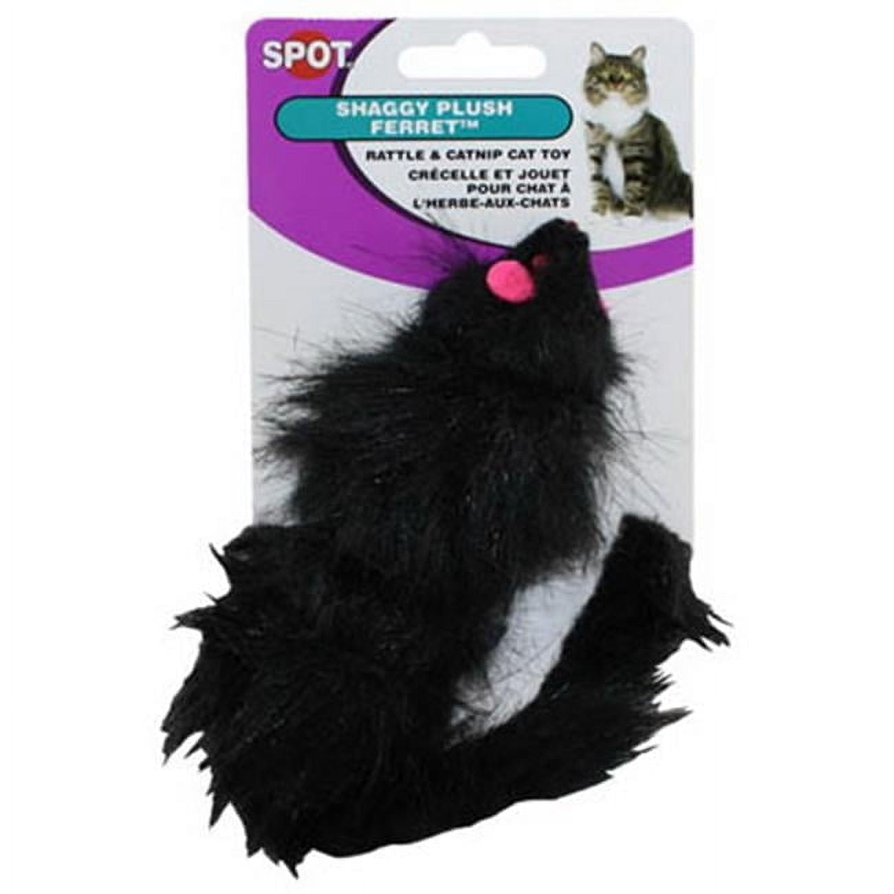 2906 Shaggy Plush Ferret With Rattle & Catnip Cat Toy