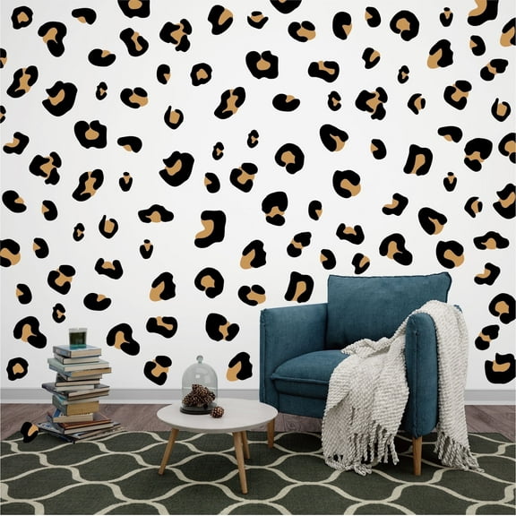 290Pcs Wall Stickers Brown Leopard Print Decals Peel and Stick for Living Room Bedroom Boys Girls Playroom Study Room Decor