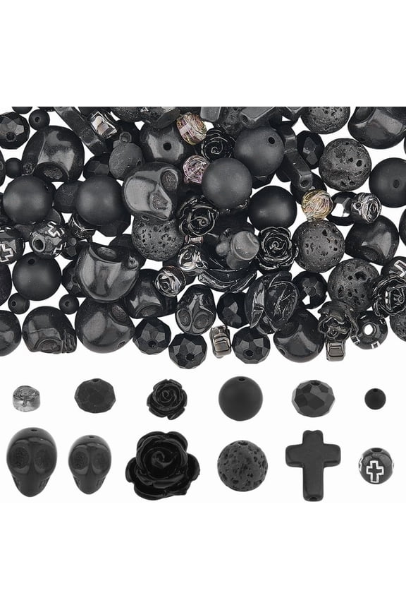 292Pcs Bead Kit Gothic Beads Turquoise Black Stone Natural Lava Rock Faceted Glass Spacers for Jewelry Making Bracelets Necklaces DIY Crafts Gifts diy