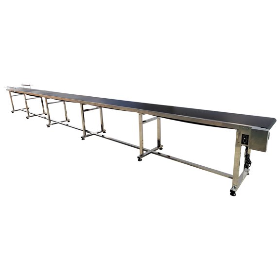 295*15.7inch Adjustable PVC Belt Conveyor Flat Conveyor with Dual Guard Rail 110V 4-18m/min Max 110lbs Load