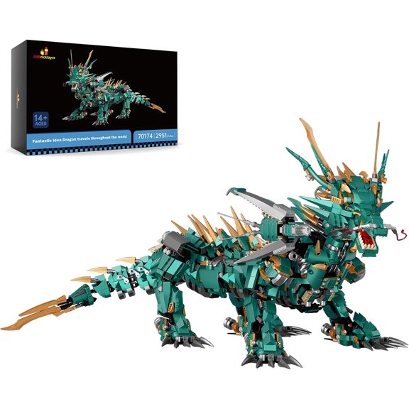 2951Piece Mechanical Fantasy Dragon Assembly Model Kit, Articulated Creature Collectible Figurine for Desktop Home Decor, Hobby Gift for Model Enthusiasts