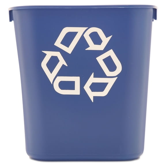 295573BE Small Deskside Recycling Container, Rectangular, Plastic, 13.625qt, Blue