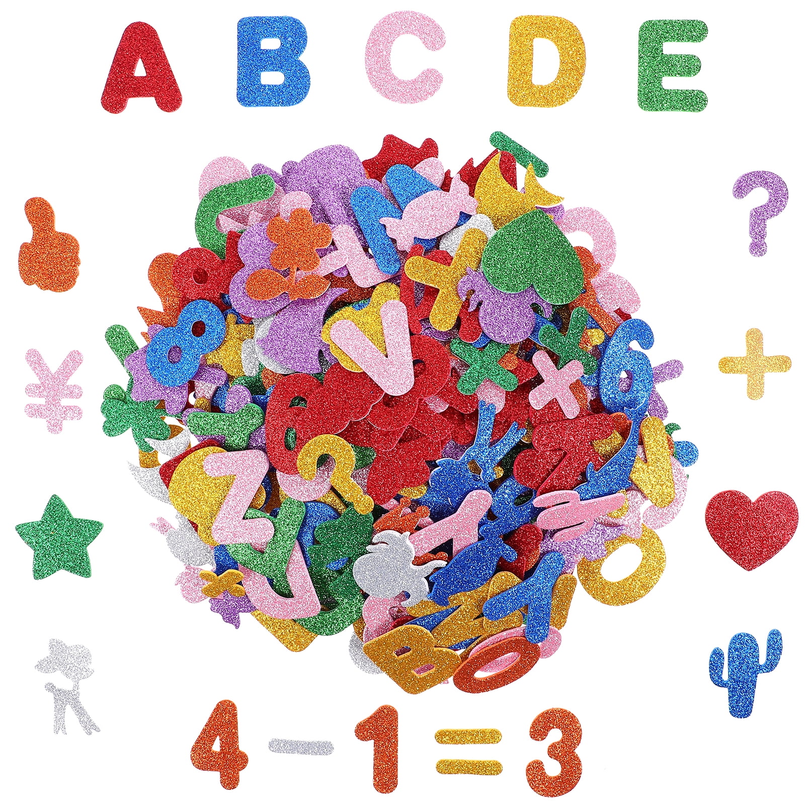 296 Pcs Craft Letters Numbers Stickers Glitter Foam Alphabet for Kids Eva Gold Powder Child