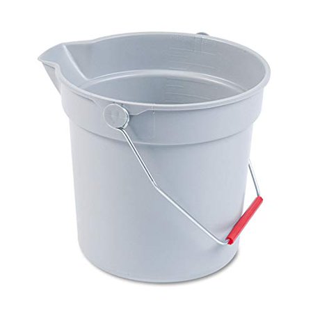 296300GY 10 Quart Plastic Utility Pail, 10 1/2 Diameter x 10 1/4h, Gray Plastic