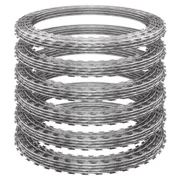 296ft Razor Wire 6 Rolls, Silver Razor Fencing, Galvanized Concertina Wire with Pliers Gloves Warning Sign for Garden Farm Factory Security
