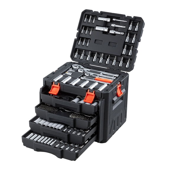 297 Piece Mechanic Tool Set - 1/4", 3/8", 1/2" Drive SAE & Metric Socket Set - Automotive Repair Tool Kit with Wrenches, Screwdriver Bits & Storage Case