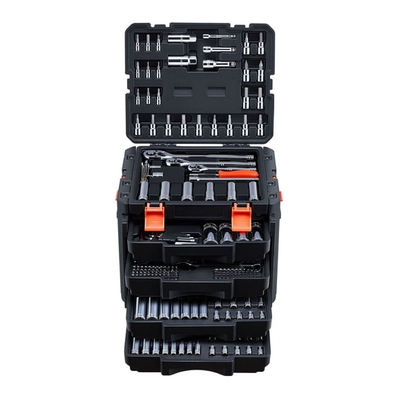 297-Piece Mechanic Tool Set - 1/4", 3/8", 1/2" Drive SAE Metric Socket Set with Wrenches & Bits - Automotive Repair Tool Kit with Storage Case