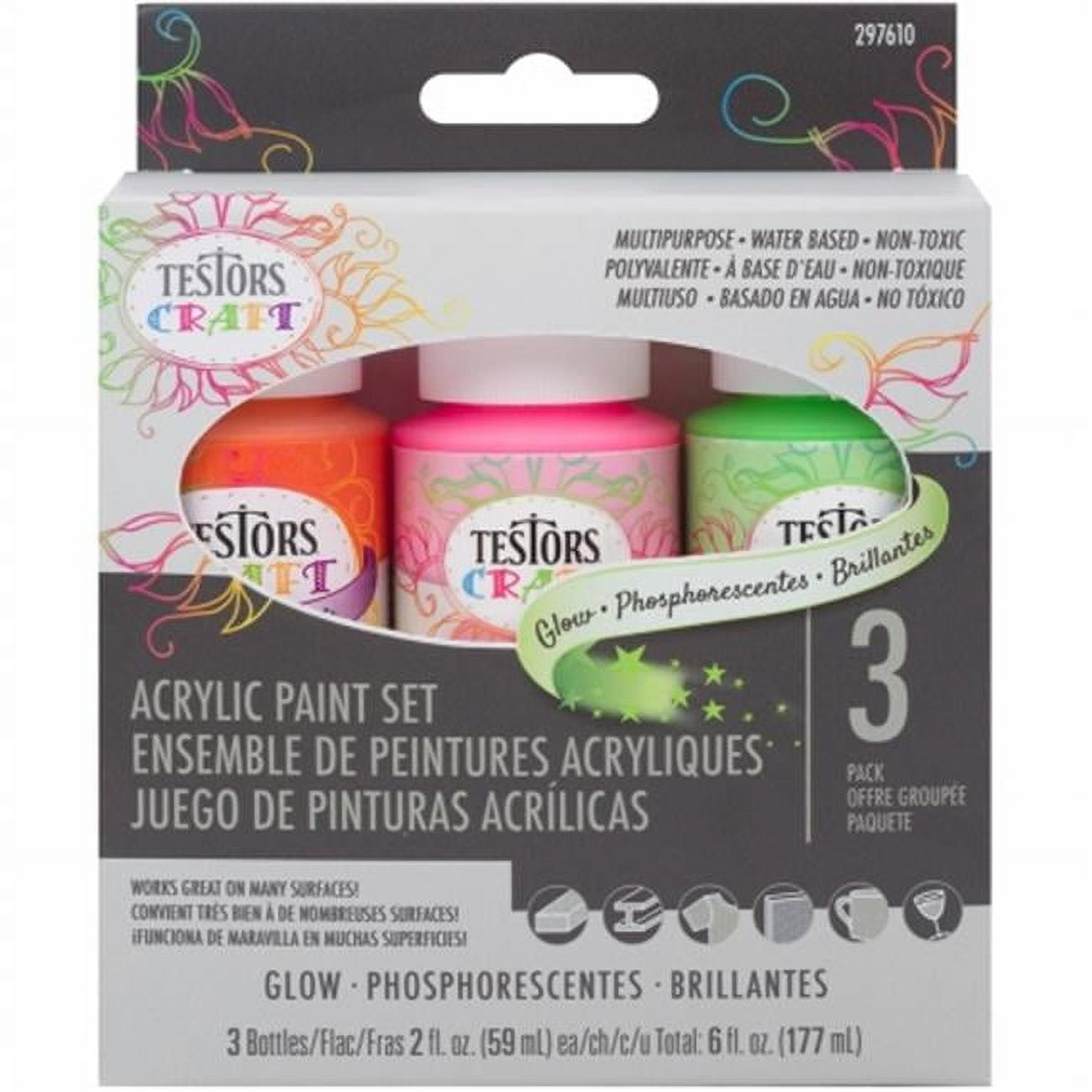 297610 Testors Craft Acrylic Paint Set Glow