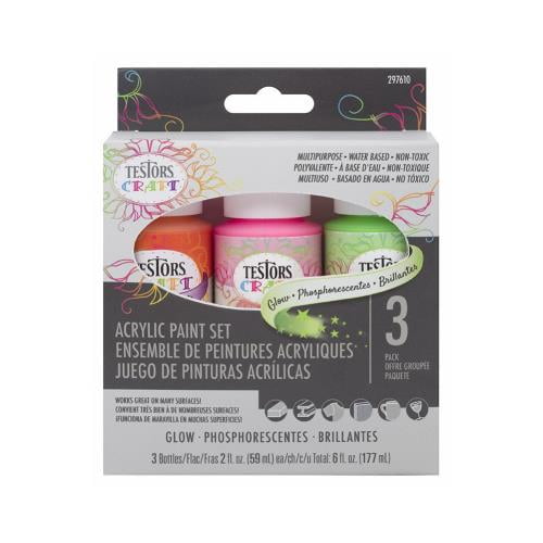 Testors Craft Acrylic Paint Set 3/Pkg-Glow