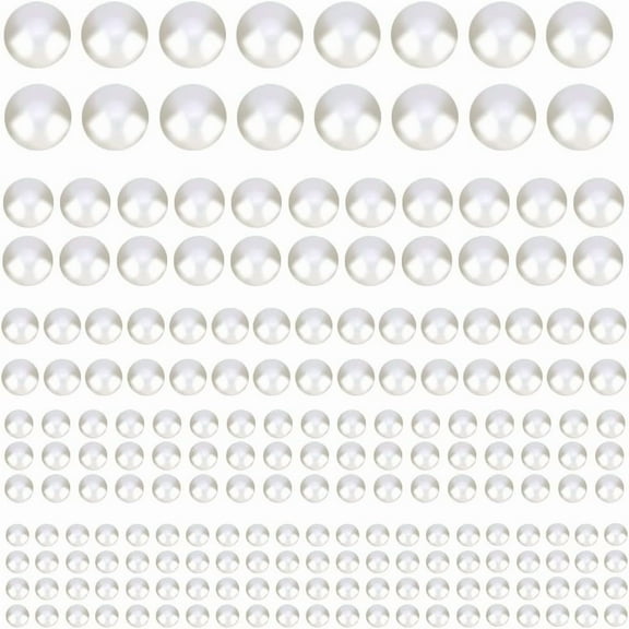 2980Pcs 5 Sizes Face Pearls Beige Pearl Stickers Bulk Flat Round Acrylic Flatback Face Jewels Stick on Gems Embellishments Eye Nail Makeup Art Crafts Scrapbooking Wedding Home Decor Beige 1set