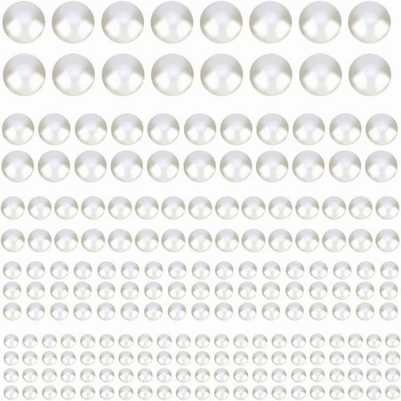 2980Pcs 5 Sizes Face Pearls Beige Pearl Stickers Bulk Flat Round Acrylic Flatback Face Jewels Stick on Hair Eye Nail Makeup Art Crafts Scrapbooking Wedding Home Decor Beige DIY