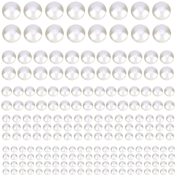 2980Pcs 5 Sizes Face Pearls Beige Pearl Stickers Bulk Flat Round Acrylic Flatback Face Jewels Stick on Gems Embellishments for Hair Eye Nail Makeup