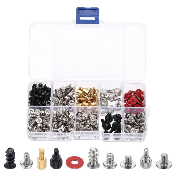 298Pcs Computer Case Fan Screws Kit, Carbon Steel PC Cooling Fan Mount Screws for DIY Repair Motherboard Radiators PC Case, Black