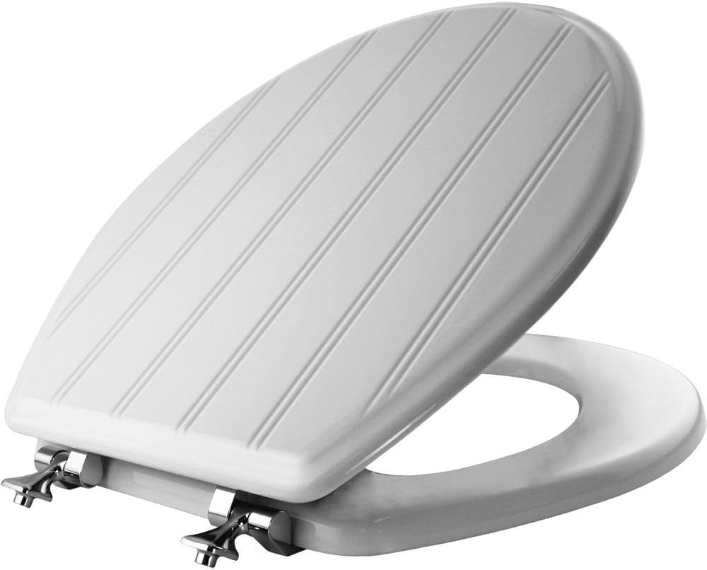 29CPA 000 Beadboard Toilet Seat With Chrome Hinges Will Never Loosen