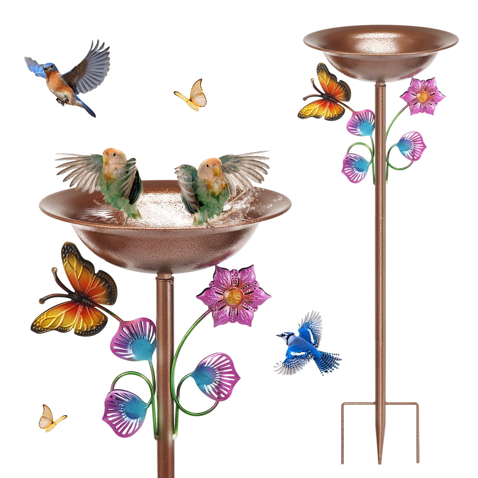 29In Metal Bird Bath for Outside, Vintage Freestanding Birdbaths & Birdfeeder, Bird Baths Feeder Bowl for Outdoors Garden Patio Yard Lawn Decor for Outdoor Garden Patio Yard Lawn (Multi-color)
