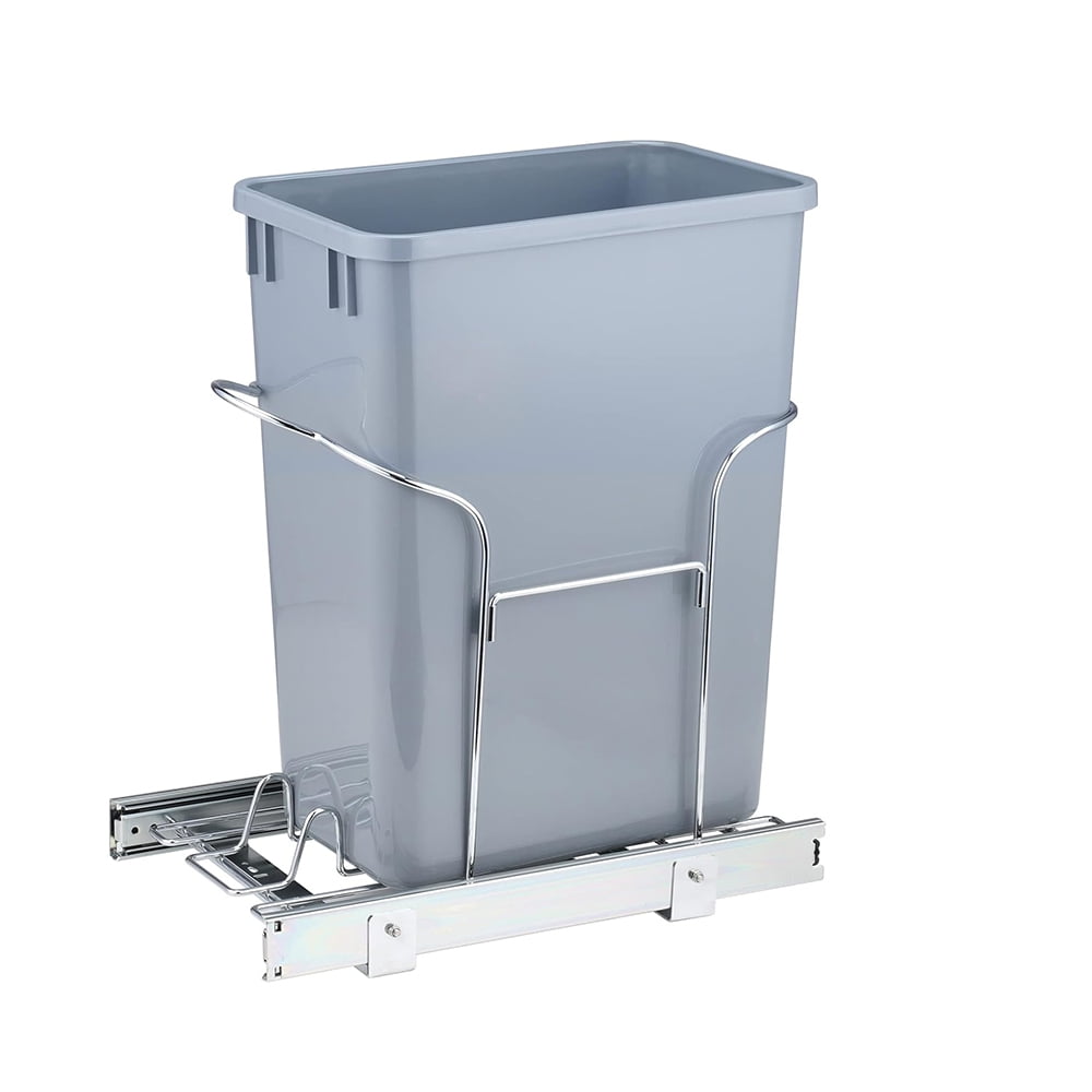 Gray Iron Pull-Out Kitchen Trash Can with Slide