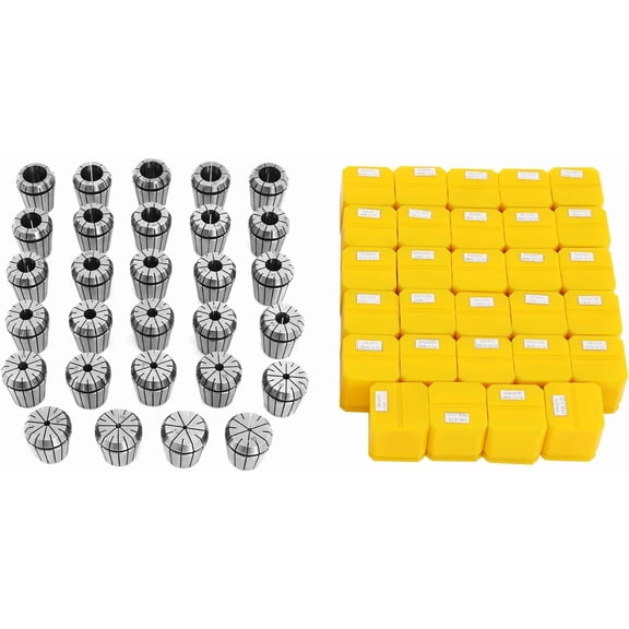 29PCS ER40 Spring Collet Set with Storage Boxes Precision CNC Tool Clamps for CNC Routers Lathes, 1/8" to 1" Collet Specification, HRC40-50 Hardness, 0.015'' Accuracy