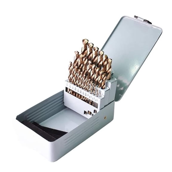 29PCS, HSS Jobber Length Cobalt Drill Bits Set 1/16" - 1/2" in Metal Case