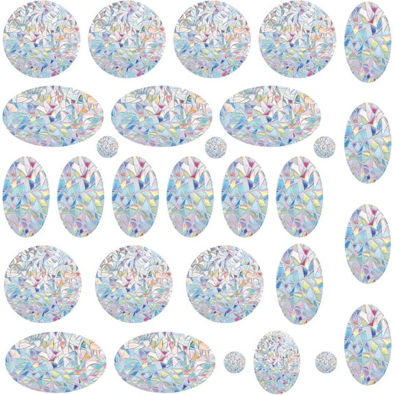 29PCS Round Oval Window Clings Anti Collision Rainbow Window Glass Alert Decals for DIY Making