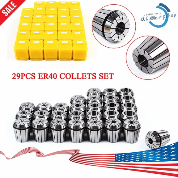 ER40 Precision Spring Collet Set for Milling Lathe CNC Chuck Bit Holder, 29 Piece
