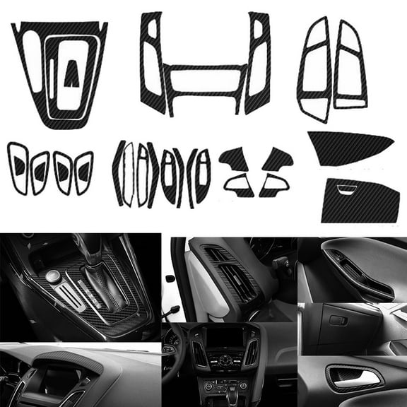 29Pcs For Ford Focus 2015-2018 Carbon Fiber Abs Car Air Vent Outlet Cover Trims