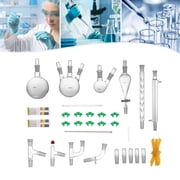 29Pcs Lab Glassware Kit, Distillation Glassware Advanced Organic Chemistry Chemistry Glassware W/ Glass Ground Joint 29pcs 24/40 High Borosilicate Glass, Rubber