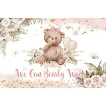 29in*37in Pink Baby Shower Backdrop We Can Bearly Wait for Girl Bear Backdrop Party Supplies Photography Decoration Studio Props
